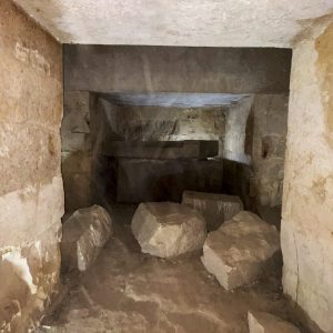 Looking down into the multi-level depths of the Osiris Shaft at Giza